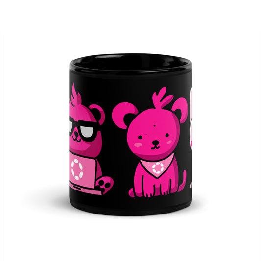 Black Glossy Mug Polkadot is Pink